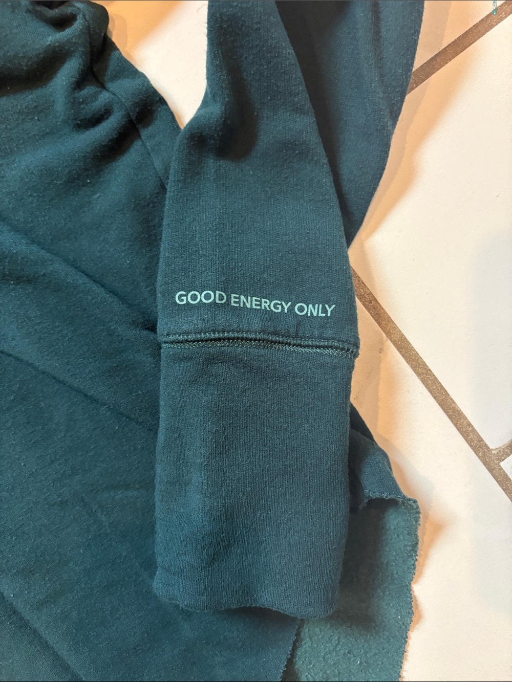 Offline by aerie Cozy Deep Teal Funnel Neck Sweatshirt w/ Raw Edges - size XXS - Picture 2 of 6